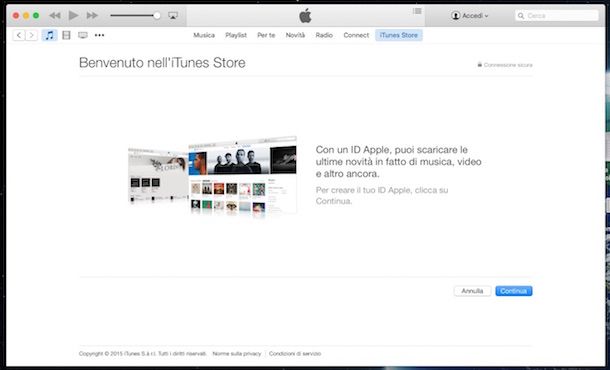 Screenshot di iTunes su Mac