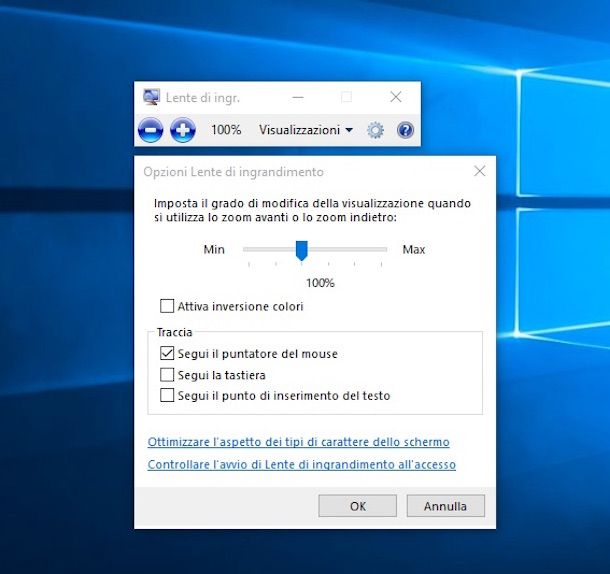 Screenshot dLente di ingrandimento su Windows