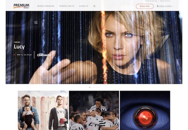 Screenshot del sito Internet di Mediaset Premium