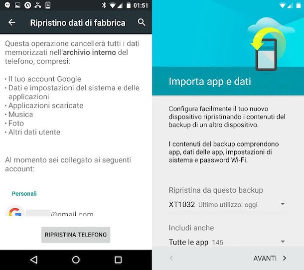 Ripristinare Android