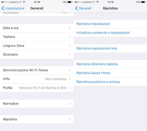 Come resettare iPhone 6