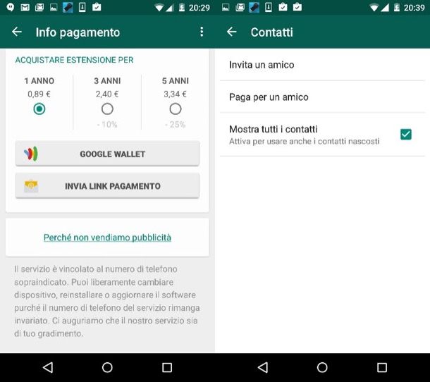 Come non pagare WhatsApp Android