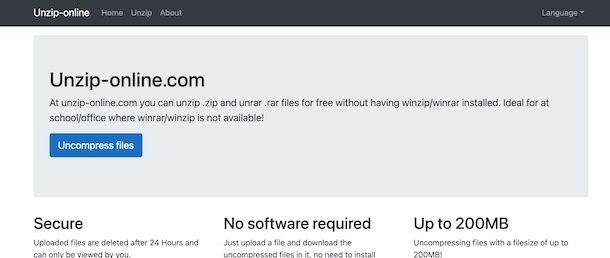 Unzip-online