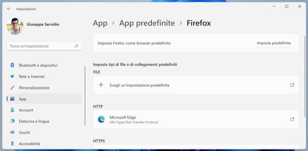 Impostare browser predefinito su Windows 11