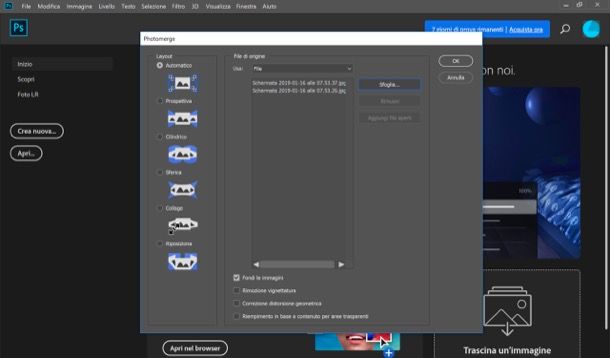Come unire foto con Photoshop