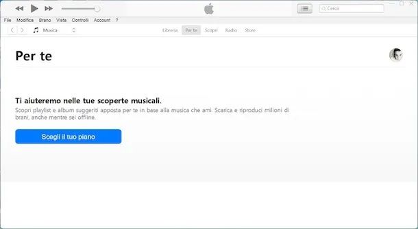 Registrarsi ad Apple Music da iTunes per Windows