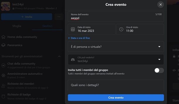 Come creare un evento su un gruppo Facebook