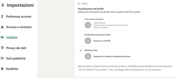 Come cancellare visita profilo LinkedIn