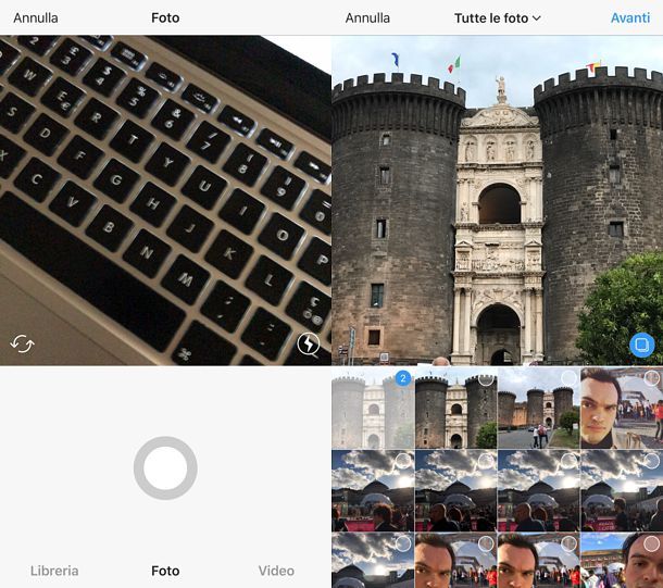 Caricare foto su app di Instagram