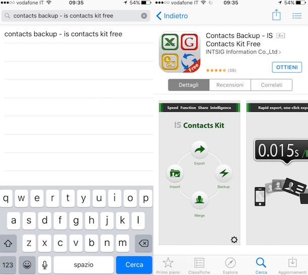 Copiare contatti da iPhone a SIM con Contacts Backup – IS Contacts Kit Free