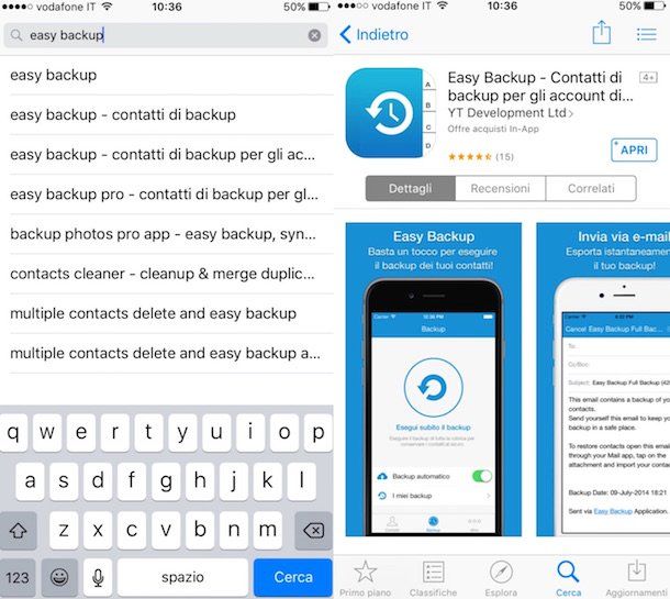 copiare contatti da iPhone a SIM con My Contacts Backup