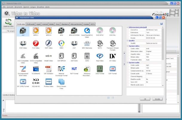 Come convertire file video MP4 in AVI