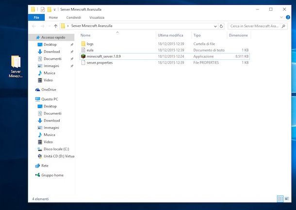 Screenshot di Minecraft su Windows