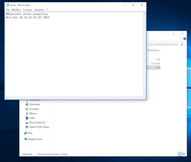 Screenshot di Minecraft su Windows