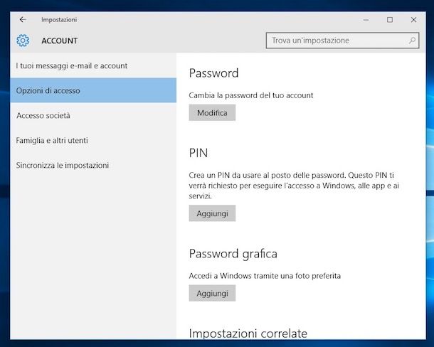 Come eliminare password Windows 10