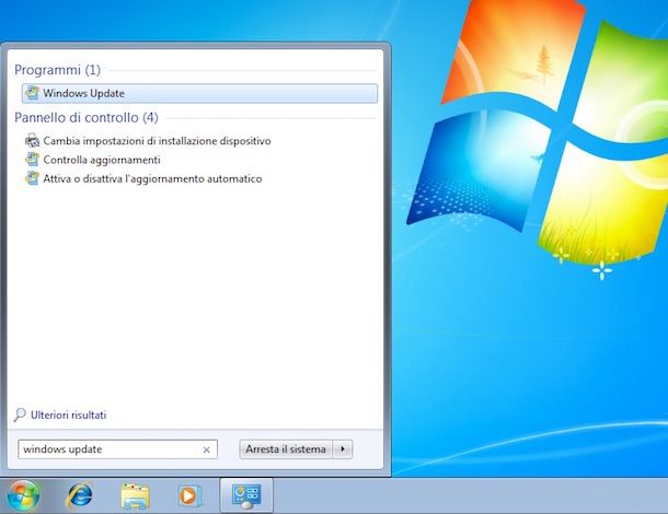 Screenshot aggiornamenti Windows