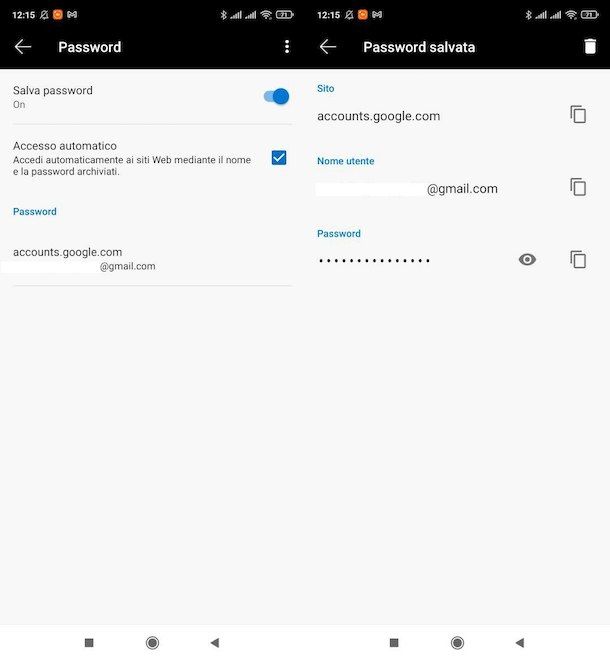 Password salvate nel browser mobile