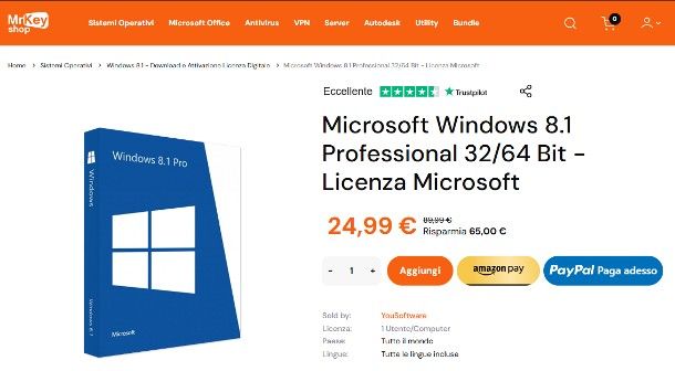 Dove acquistare nuovo codice Product Key Windows 8.1