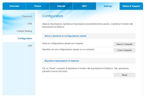 Come resettare modem Telecom Smart Modem Sercomm