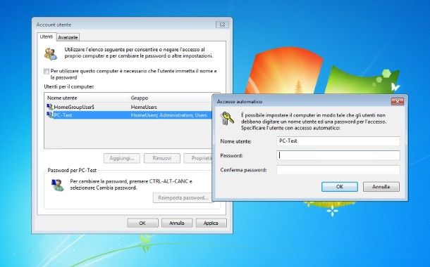 Come togliere password Windows 7