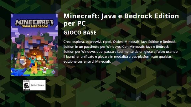 Scegliere edizione Minecraft PC