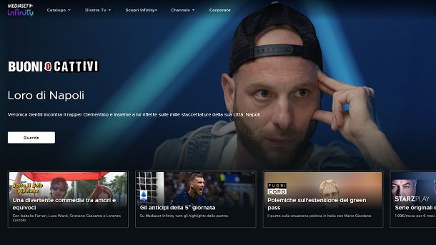 Mediaset Infinity canali TV streaming