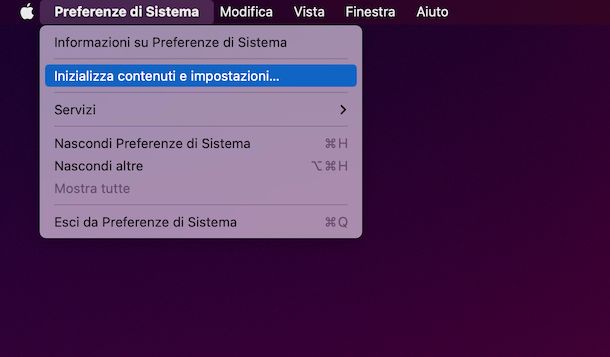 Ripristino contenuto e impostazioni MacBook