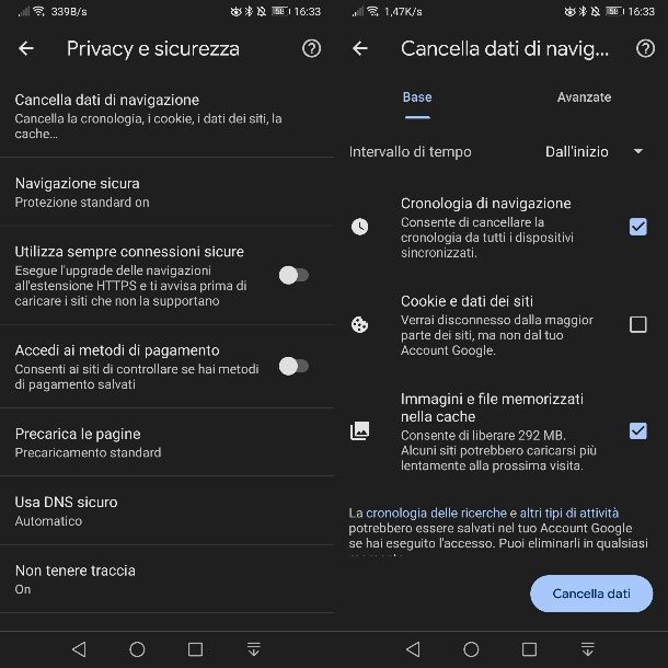 Come cancellare cronologia Chrome su Android