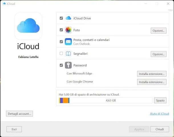 Usare iCloud su Windows