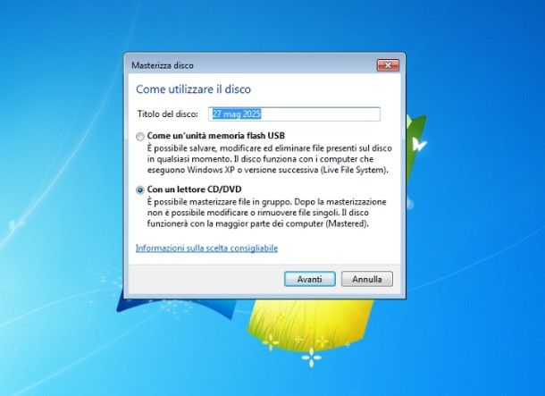 Come masterizzare con Windows 7