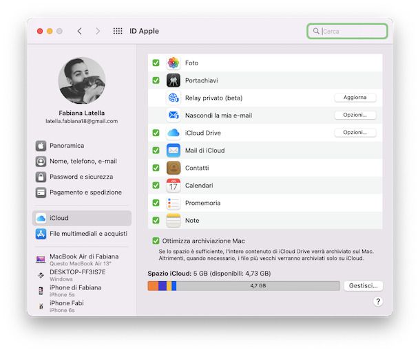 Usare iCloud su Mac