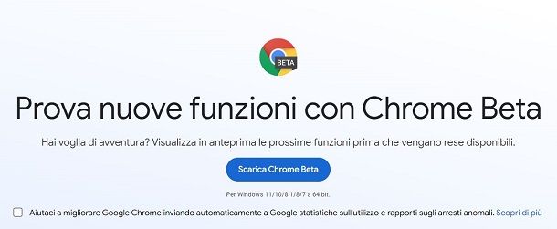 Come scaricare altre versioni di Google Chrome in italiano