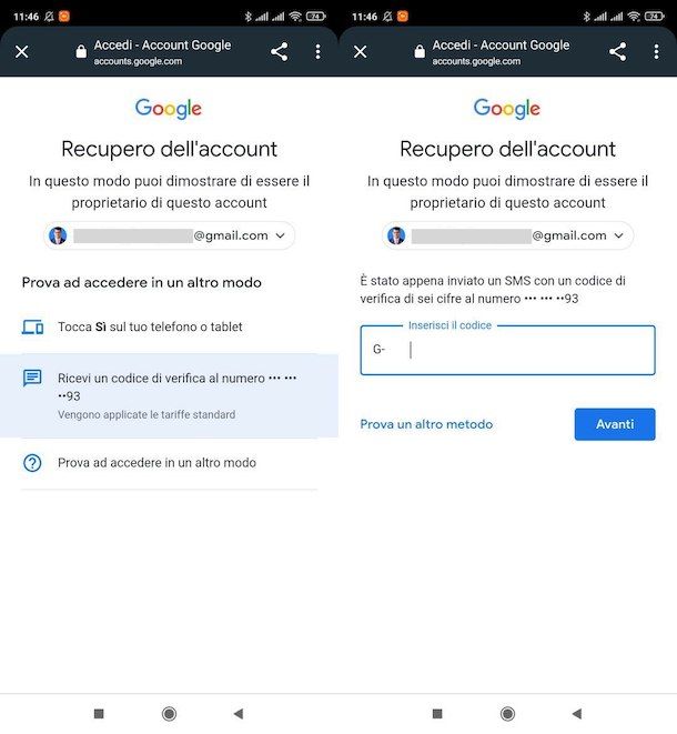 Recupero password Gmail