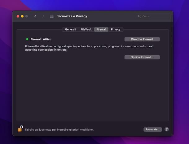 Come disattivare firewall: Mac