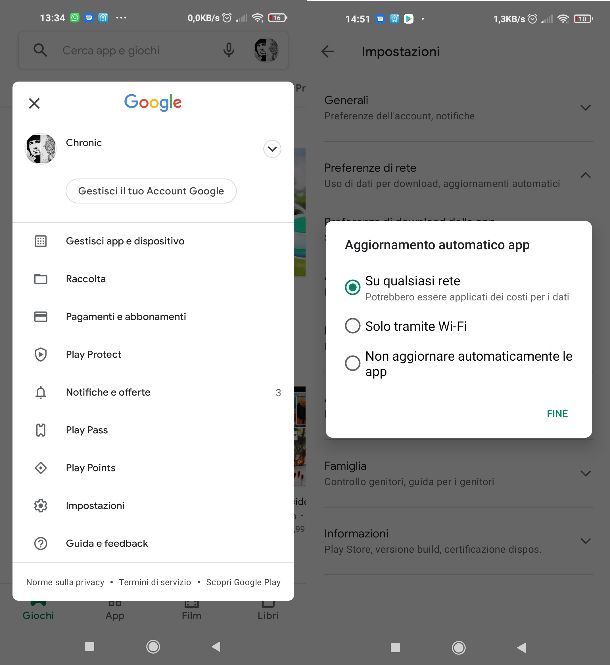 Aggiornamento automatico app Android senza WiFi