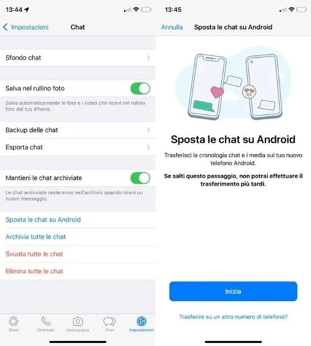 Sposta le chat su Android