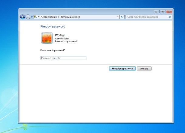 Come togliere password Windows 7
