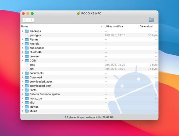 Come trasferire file da Android a Mac: USB