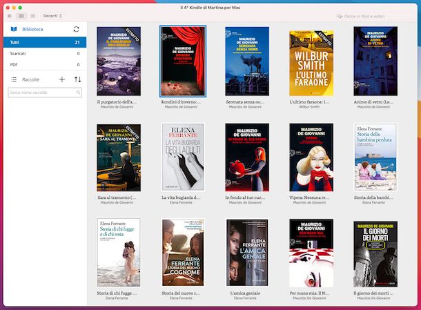 Applicazione Kindle macOS