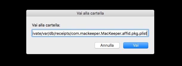 Screenshot che mostra come eliminare MacKeeper