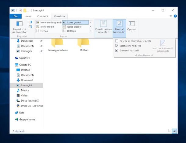 Screenshot che mostra come modificare estensione file su Windows
