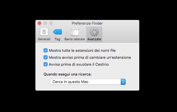 Screenshot che mostra come modificare estensione file su OS X
