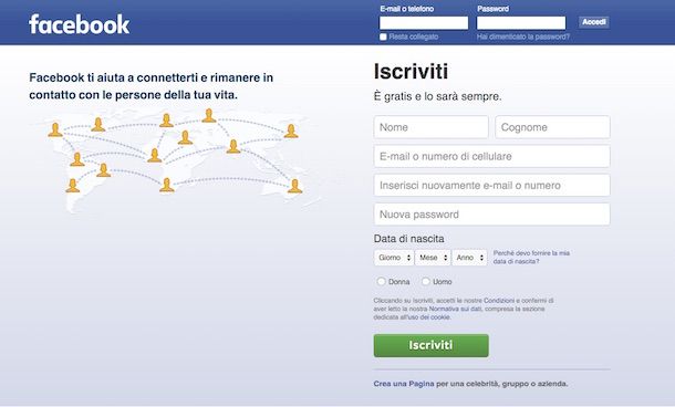 Screenshot di Facebook