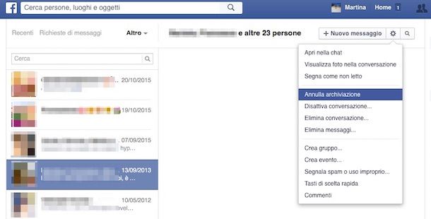 Screenshot di Facebook