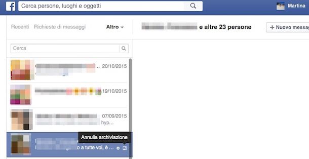 Screenshot di Facebook