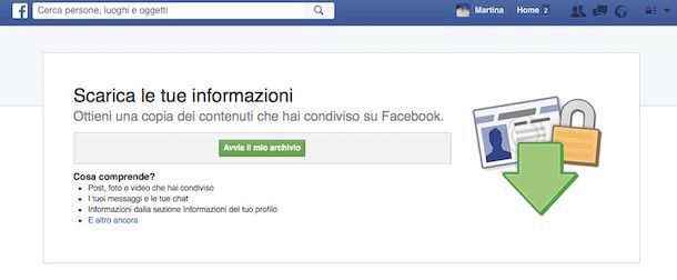 Screenshot di Facebook
