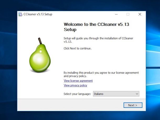 Screenshot di CCleaner su Windows