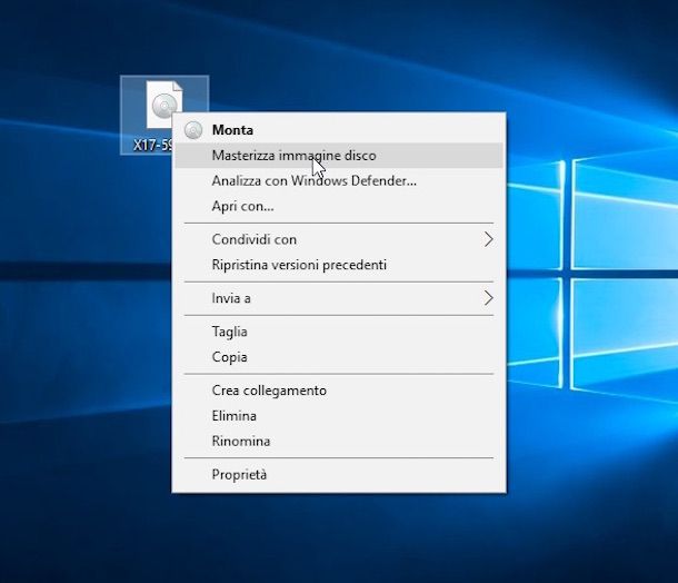 Screenshot che mostra come masterizzare file ISO su Windows