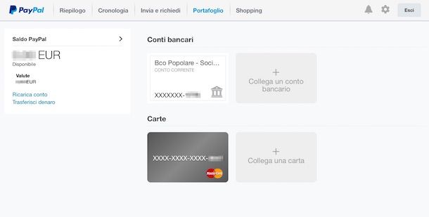 Screenshot del sito Internet di PayPal