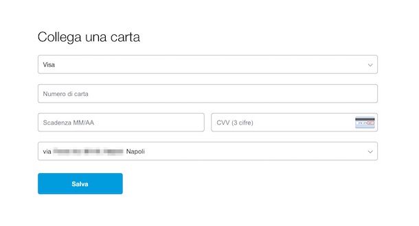 Screenshot del sito Internet di PayPal